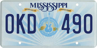 MS license plate OKD490