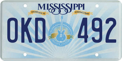 MS license plate OKD492