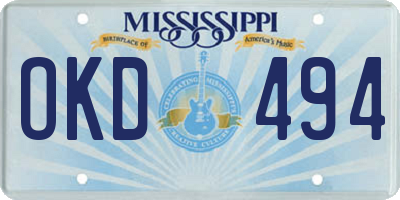 MS license plate OKD494