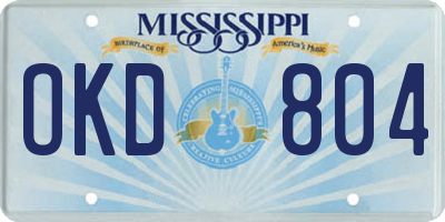 MS license plate OKD804