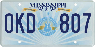 MS license plate OKD807