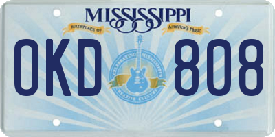 MS license plate OKD808