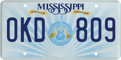 MS license plate OKD809