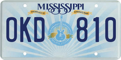 MS license plate OKD810