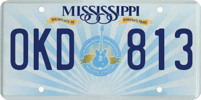 MS license plate OKD813
