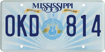 MS license plate OKD814