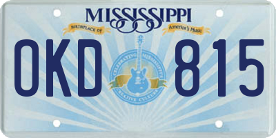 MS license plate OKD815