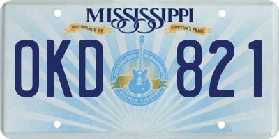 MS license plate OKD821