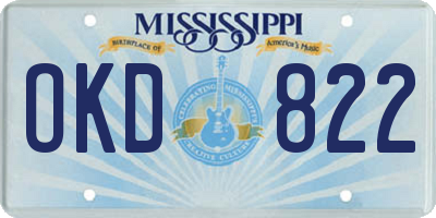 MS license plate OKD822