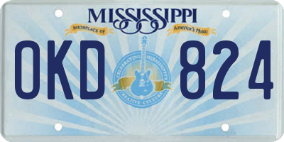 MS license plate OKD824
