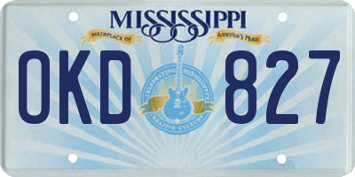 MS license plate OKD827
