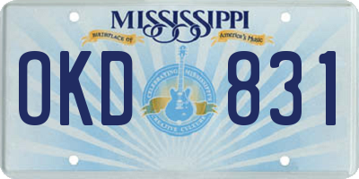 MS license plate OKD831
