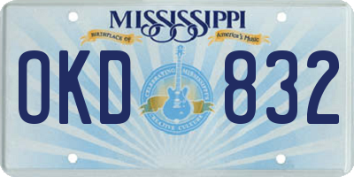 MS license plate OKD832