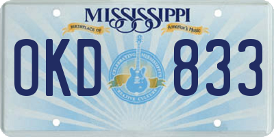 MS license plate OKD833