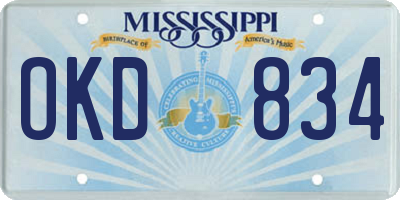 MS license plate OKD834
