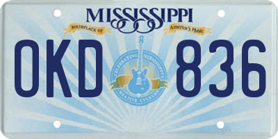 MS license plate OKD836