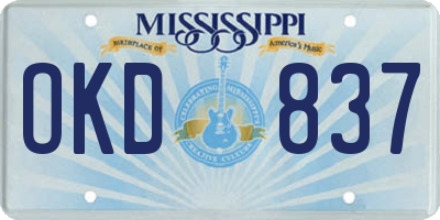 MS license plate OKD837