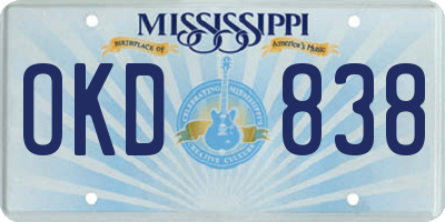 MS license plate OKD838