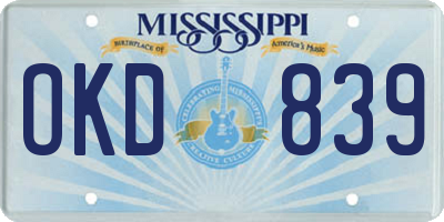 MS license plate OKD839
