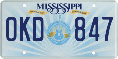 MS license plate OKD847