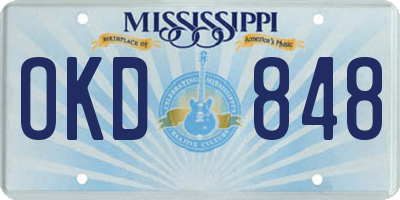 MS license plate OKD848