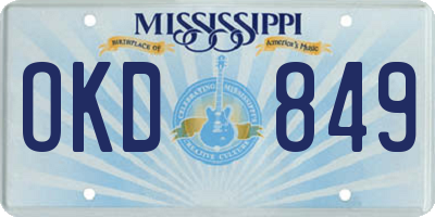 MS license plate OKD849