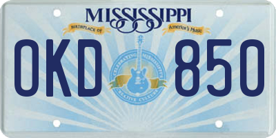 MS license plate OKD850