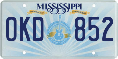 MS license plate OKD852