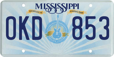 MS license plate OKD853