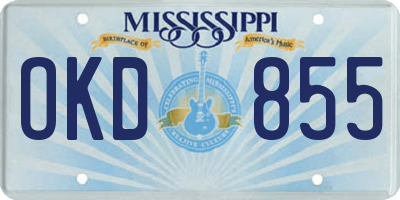 MS license plate OKD855