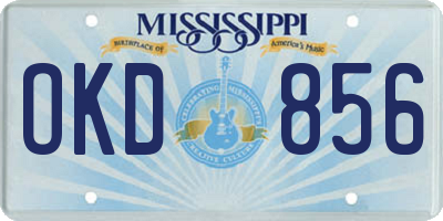 MS license plate OKD856