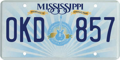 MS license plate OKD857