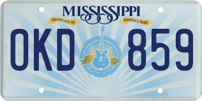 MS license plate OKD859