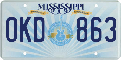MS license plate OKD863