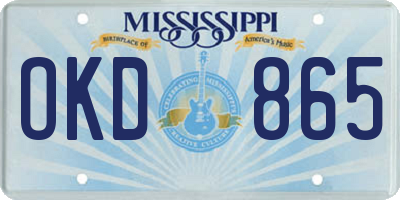 MS license plate OKD865