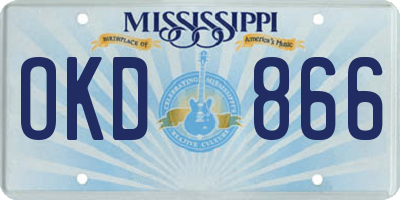 MS license plate OKD866