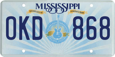 MS license plate OKD868