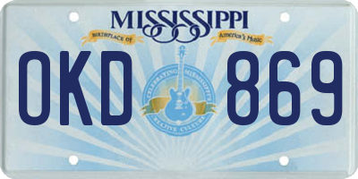 MS license plate OKD869