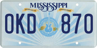 MS license plate OKD870