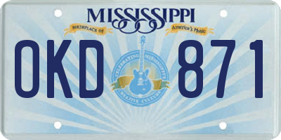 MS license plate OKD871