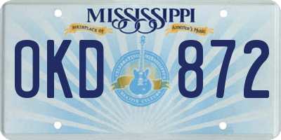MS license plate OKD872