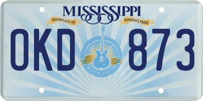 MS license plate OKD873