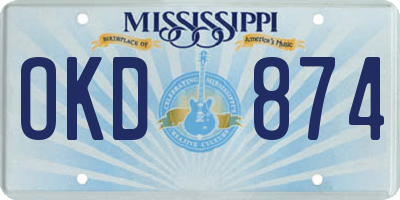 MS license plate OKD874