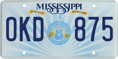 MS license plate OKD875
