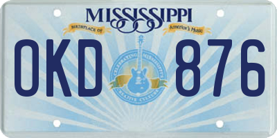 MS license plate OKD876