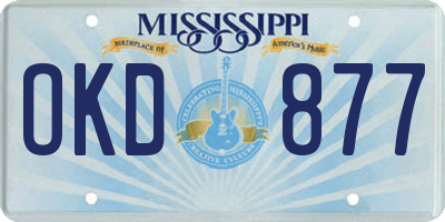 MS license plate OKD877