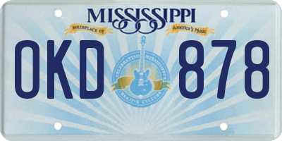 MS license plate OKD878