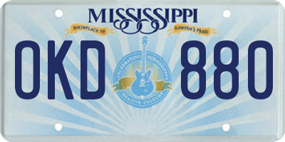 MS license plate OKD880