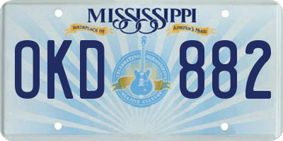 MS license plate OKD882