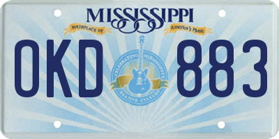 MS license plate OKD883
